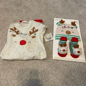 6 month reindeer Christmas outfit, gender neutral
